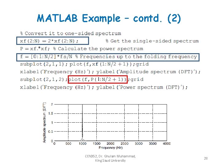 MATLAB Example – contd. (2) CEN 352, Dr. Ghulam Muhammad, King Saud University 28