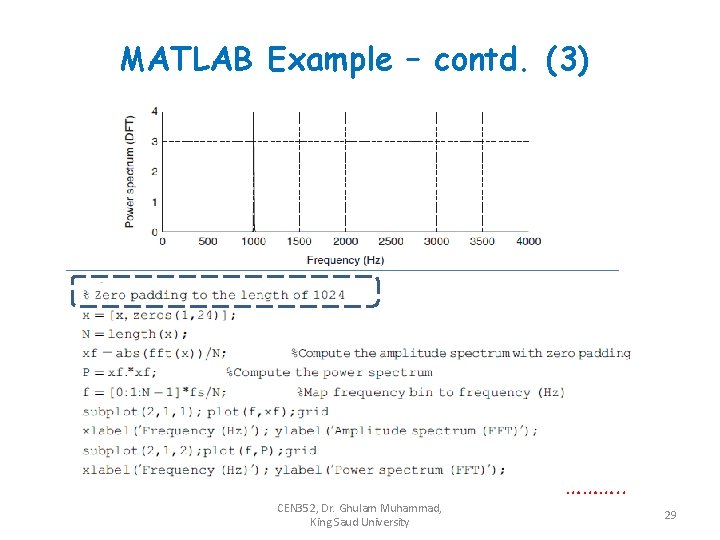 MATLAB Example – contd. (3) CEN 352, Dr. Ghulam Muhammad, King Saud University ……….