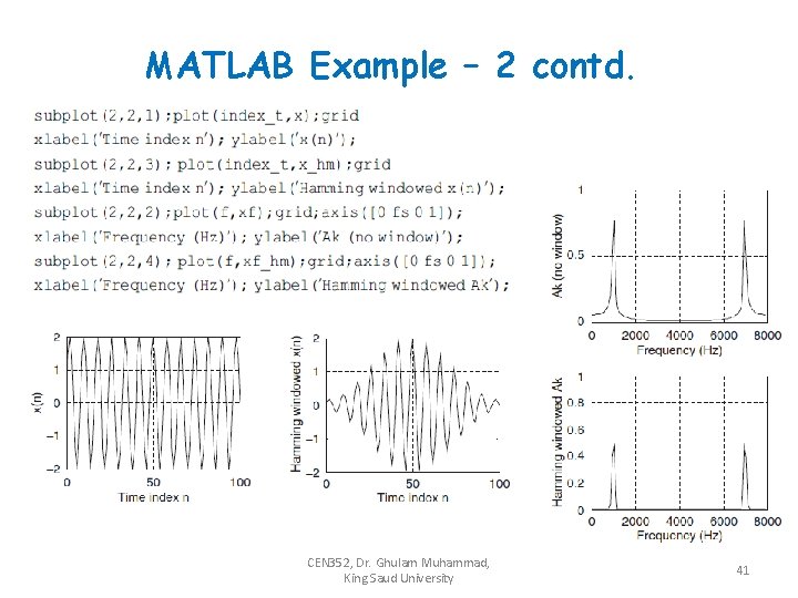 MATLAB Example – 2 contd. CEN 352, Dr. Ghulam Muhammad, King Saud University 41