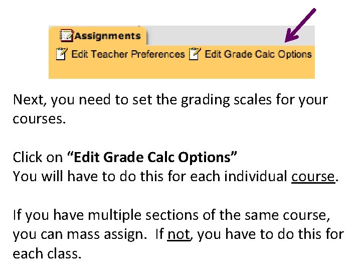 Next, you need to set the grading scales for your courses. Click on “Edit
