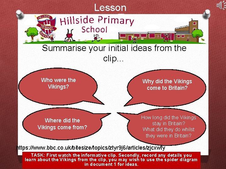 Lesson 2 Summarise your initial ideas from the clip… Who were the Vikings? Where