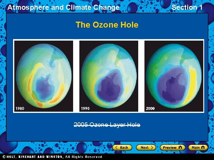 Atmosphere and Climate Change The Ozone Hole 2005 Ozone Layer Hole Section 1 Atmosphere and Climate Change The Ozone Hole 2005 Ozone Layer Hole Section 1