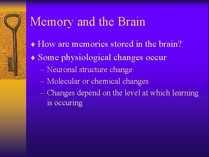Memory and the Brain ¨ How are memories stored in the brain? ¨ Some Memory and the Brain ¨ How are memories stored in the brain? ¨ Some