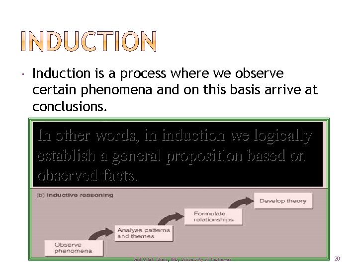  Induction is a process where we observe certain phenomena and on this basis