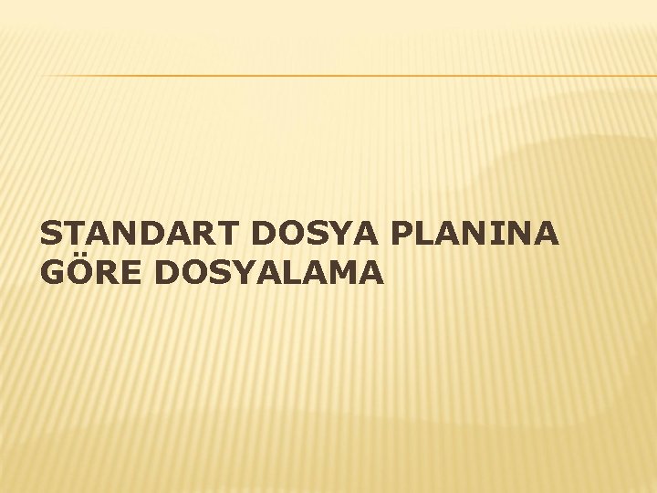 STANDART DOSYA PLANINA GÖRE DOSYALAMA 