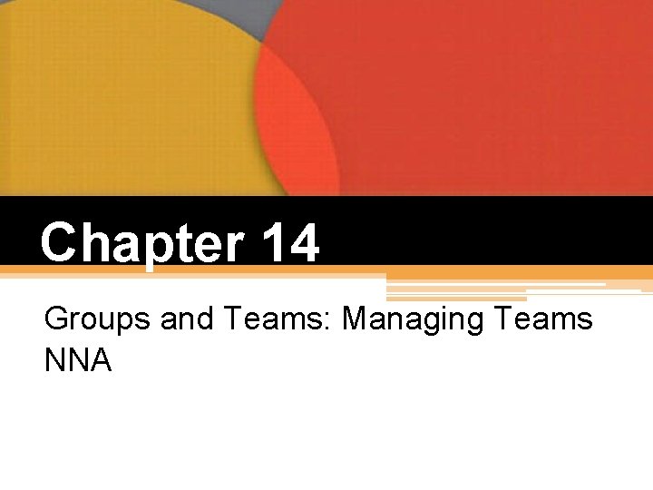 Chapter 14 Groups and Teams: Managing Teams NNA 