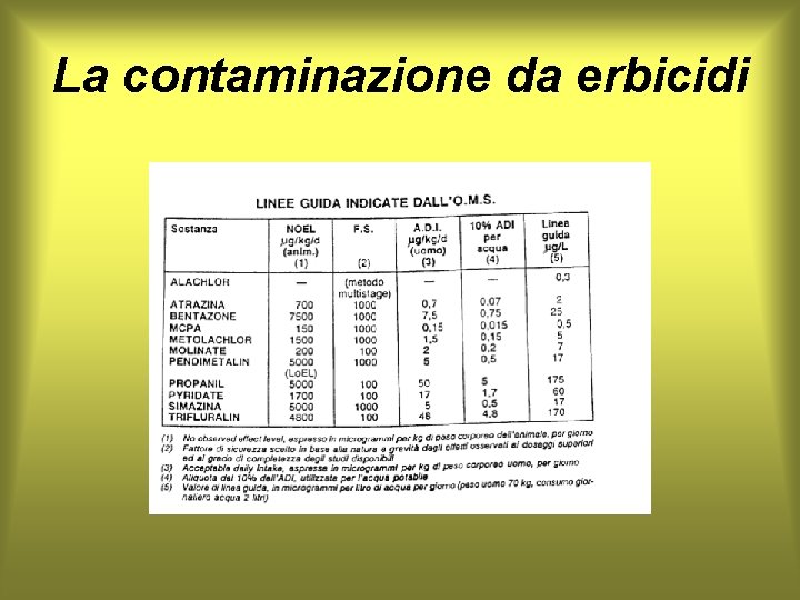 La contaminazione da erbicidi 