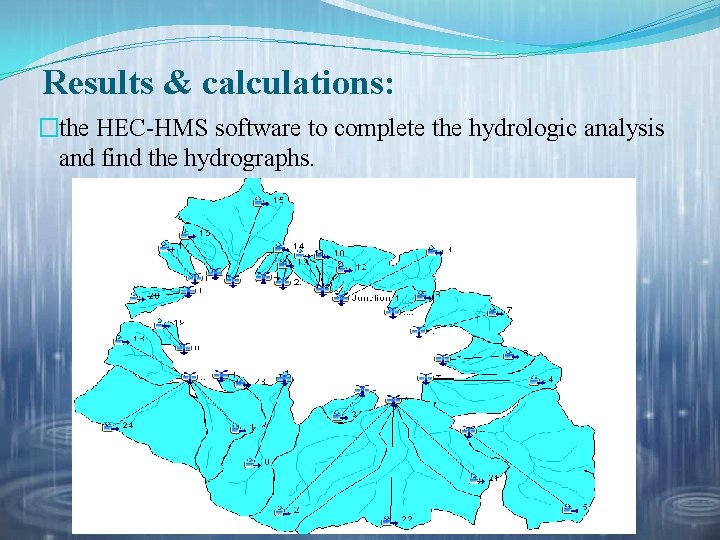 Results & calculations: �the HEC-HMS software to complete the hydrologic analysis and find the