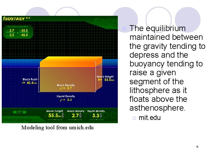 l The equilibrium maintained between the gravity tending to depress and the buoyancy tending