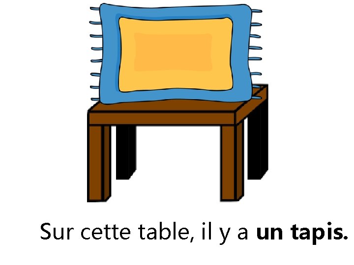 Sur cette table, il y a un tapis. 