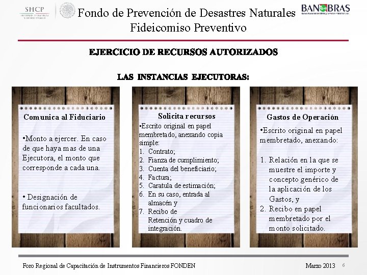 Fondo de Prevención de Desastres Naturales Fideicomiso Preventivo Comunica al Fiduciario • Monto a