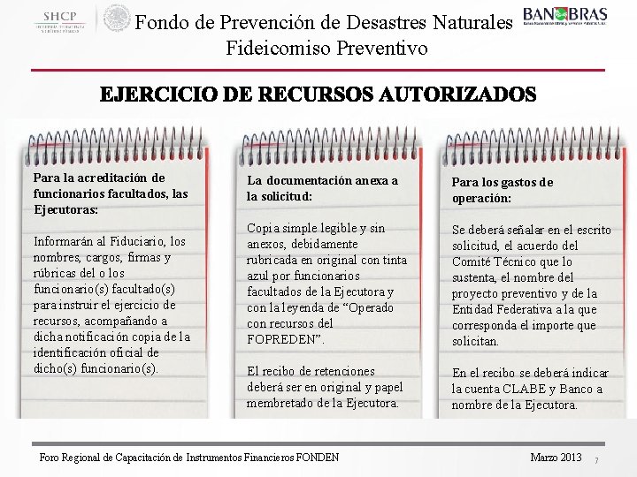 Fondo de Prevención de Desastres Naturales Fideicomiso Preventivo Para la acreditación de funcionarios facultados,