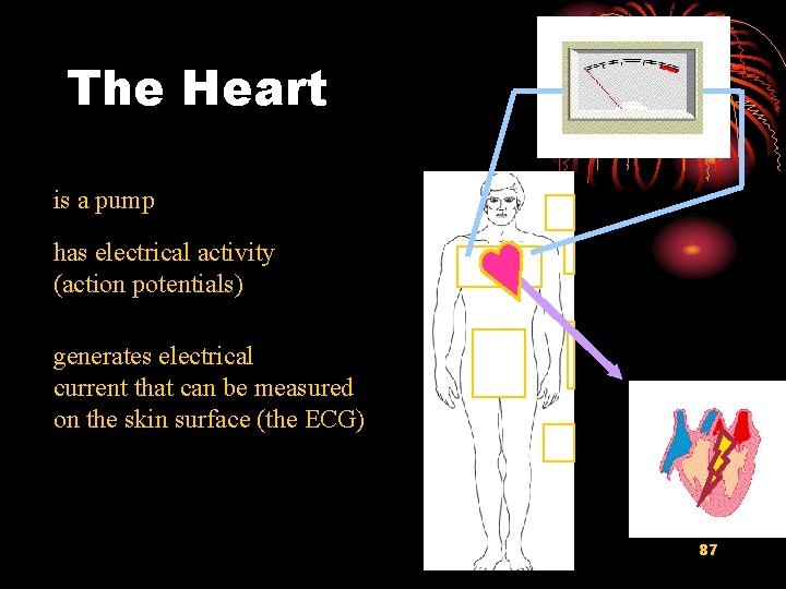 The Heart is a pump has electrical activity (action potentials) generates electrical current that