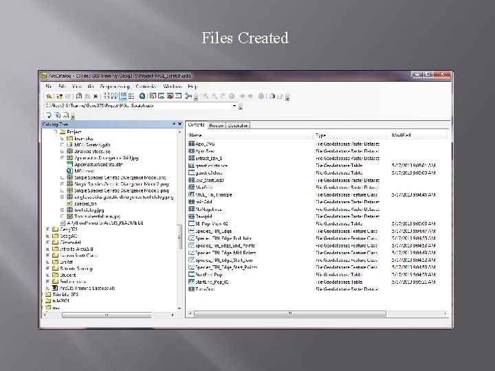 Files Created Files Created