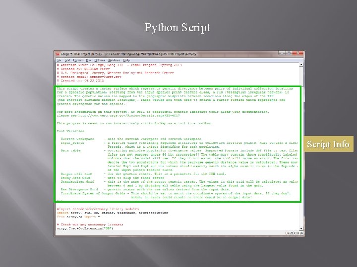 Python Script Info Python Script Info