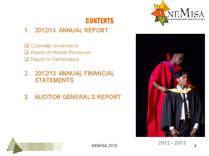 CONTENTS 1. 2012/13 ANNUAL REPORT q Corporate Governance q Report on Human Resources q