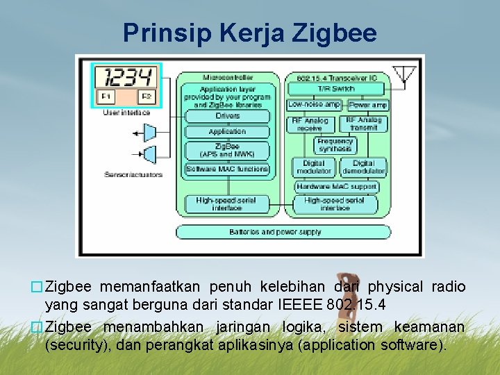 Prinsip Kerja Zigbee �Zigbee memanfaatkan penuh kelebihan dari physical radio yang sangat berguna dari