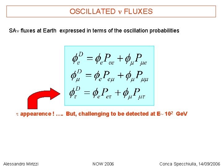 OSCILLATED n FLUXES SAn fluxes at Earth expressed in terms of the oscillation probabilities