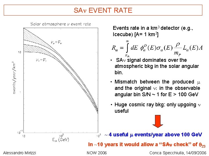 SAn EVENT RATE Events rate in a km 3 detector (e. g. , Icecube)