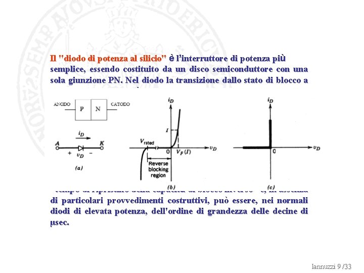 Il "diodo di potenza al silicio" è l’interruttore di potenza più semplice, essendo costituito