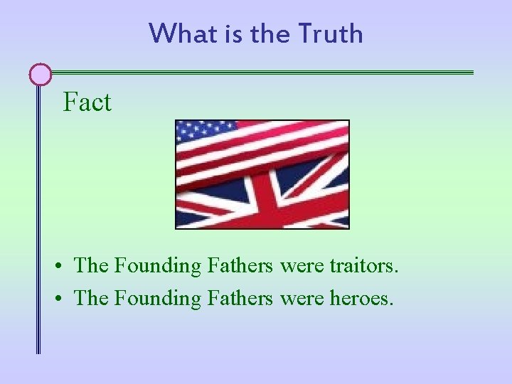 What is the Truth Fact • The Founding Fathers were traitors. • The Founding