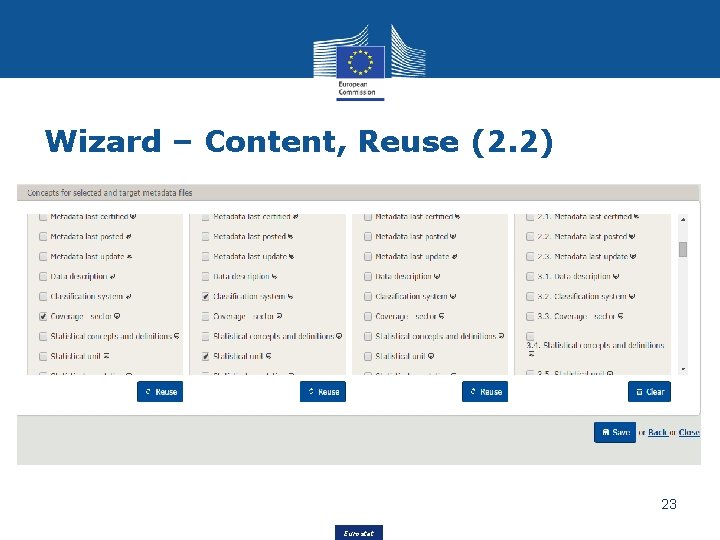 Wizard – Content, Reuse (2. 2) 23 Eurostat 