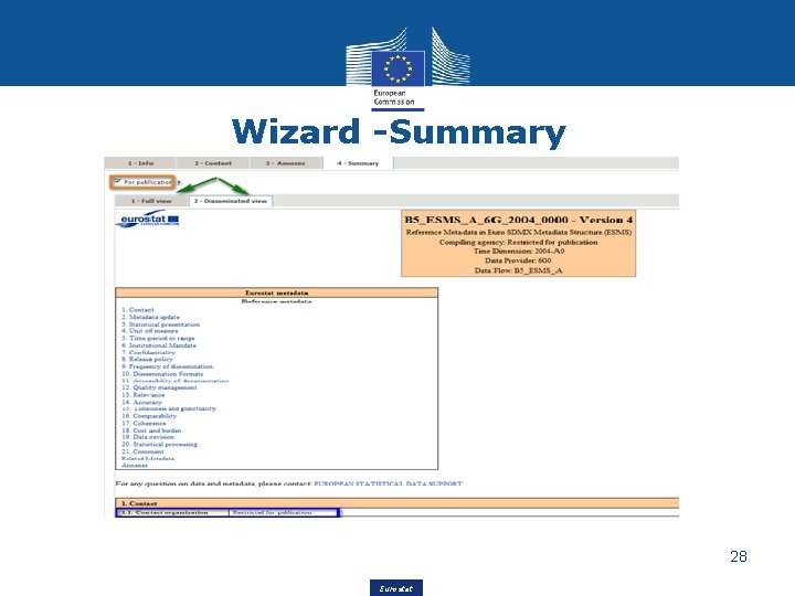 Wizard -Summary 28 Eurostat 
