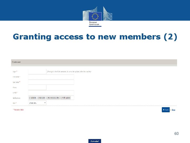 Granting access to new members (2) 60 Eurostat 