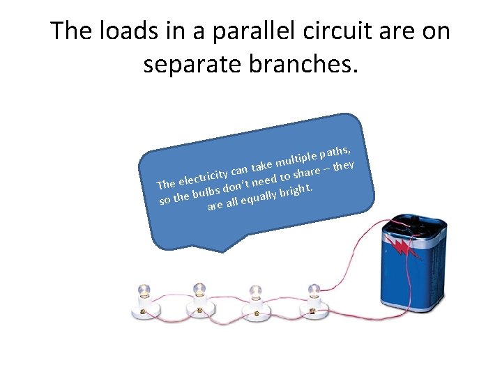 The loads in a parallel circuit are on separate branches. hs, t a p