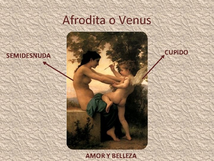 Afrodita o Venus CUPIDO SEMIDESNUDA AMOR Y BELLEZA 