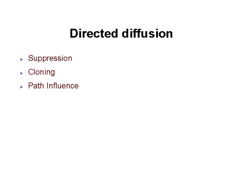 Directed diffusion Suppression Cloning Path Influence 