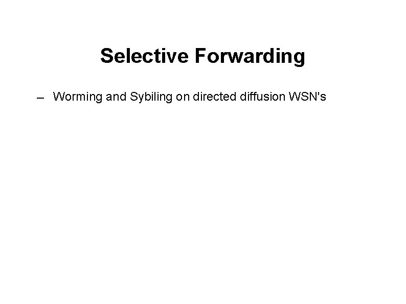 Selective Forwarding ― Worming and Sybiling on directed diffusion WSN's 