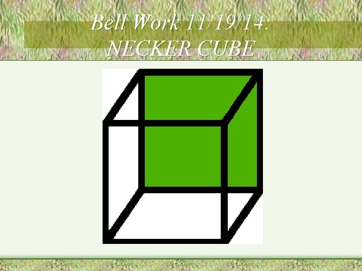 Bell Work 11/19/14: NECKER CUBE 