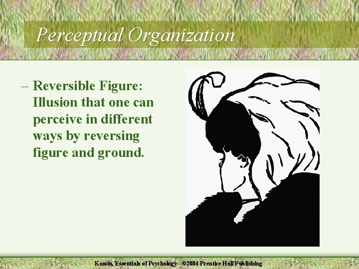 Perceptual Organization – Reversible Figure: Illusion that one can perceive in different ways by