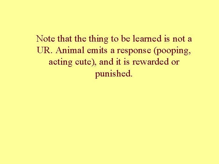 Note that the thing to be learned is not a UR. Animal emits a