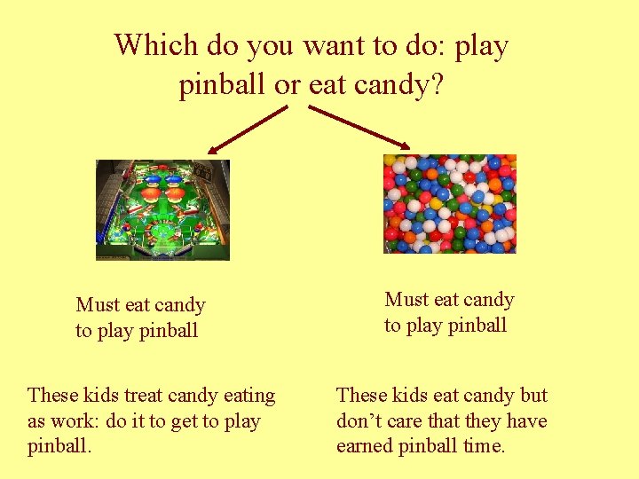 Which do you want to do: play pinball or eat candy? Must eat candy