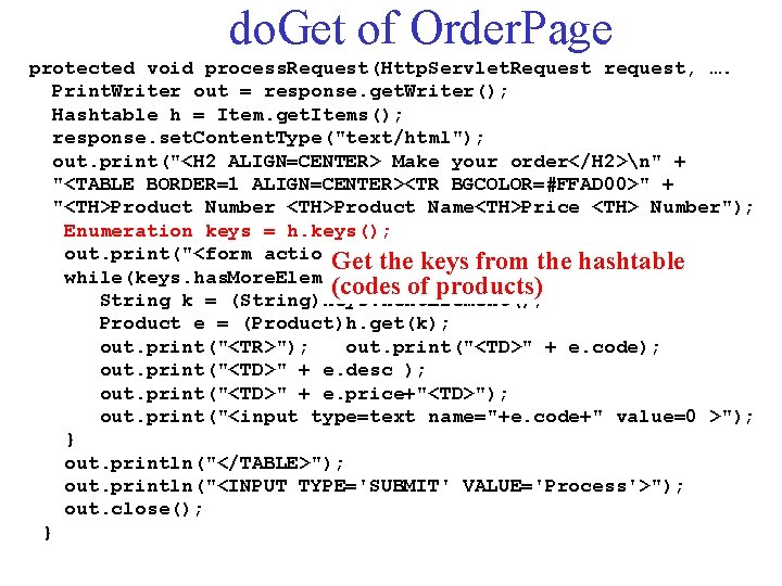 do. Get of Order. Page protected void process. Request(Http. Servlet. Request request, …. Print.