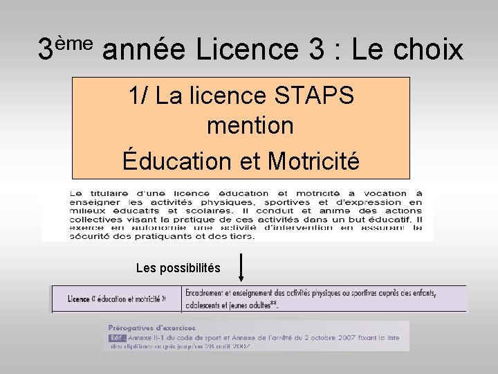 3ème année Licence 3 : Le choix 1/ La licence STAPS mention Éducation et