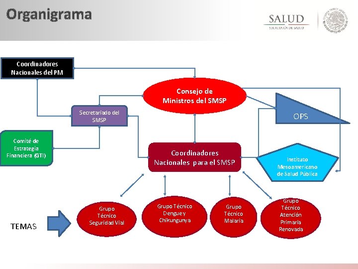 Organigrama Coordinadores Nacionales del PM Consejo de Ministros del SMSP Secretariado del SMSP Comité