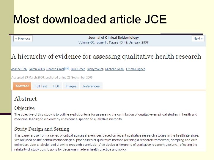 Most downloaded article JCE Most downloaded article JCE