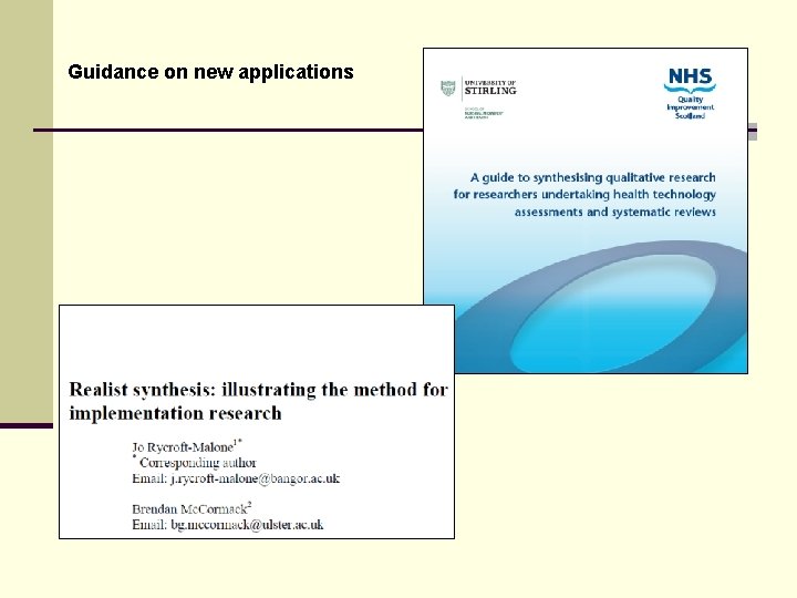 Guidance on new applications Guidance on new applications