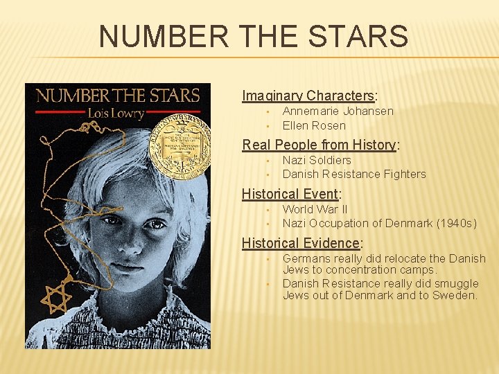 NUMBER THE STARS Imaginary Characters: • • Annemarie Johansen Ellen Rosen Real People from
