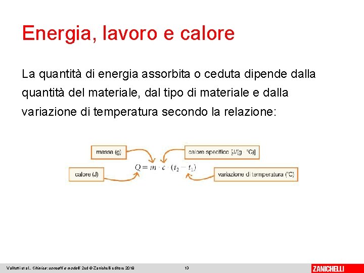 Energia, lavoro e calore La quantità di energia assorbita o ceduta dipende dalla quantità