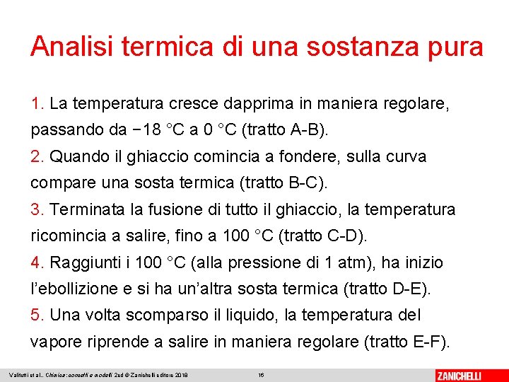 Analisi termica di una sostanza pura 1. La temperatura cresce dapprima in maniera regolare,