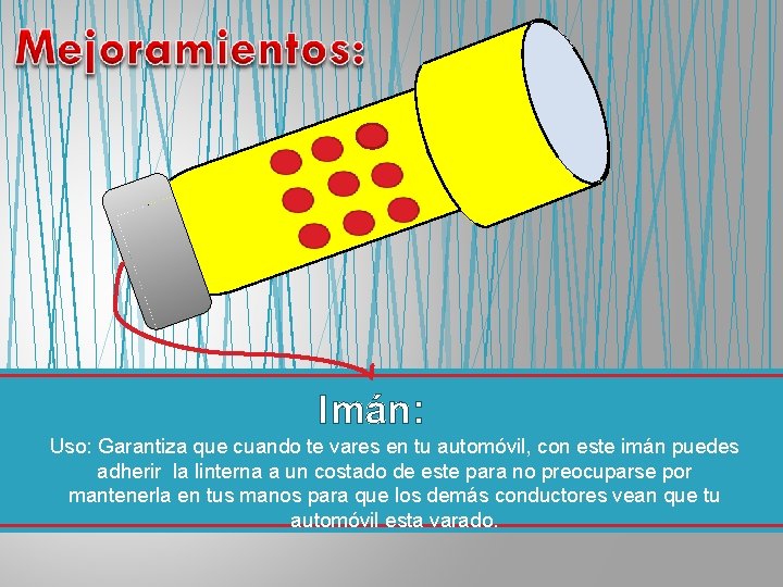 Imán: Uso: Garantiza que cuando te vares en tu automóvil, con este imán puedes