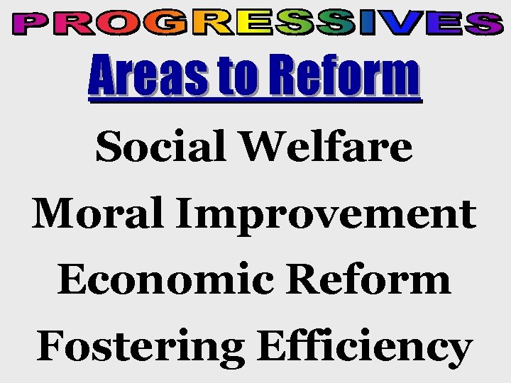 Areas to Reform Social Welfare Moral Improvement Economic Reform Fostering Efficiency 