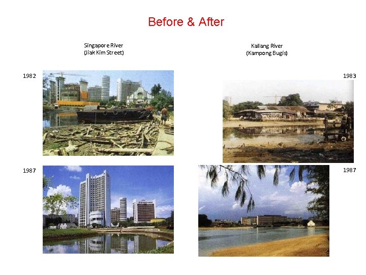 Before & After Singapore River (Jiak Kim Street) Kallang River (Kampong Bugis) 1982 1983