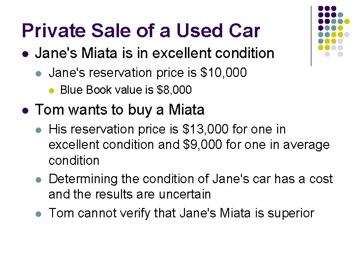 Private Sale of a Used Car l Jane's Miata is in excellent condition l