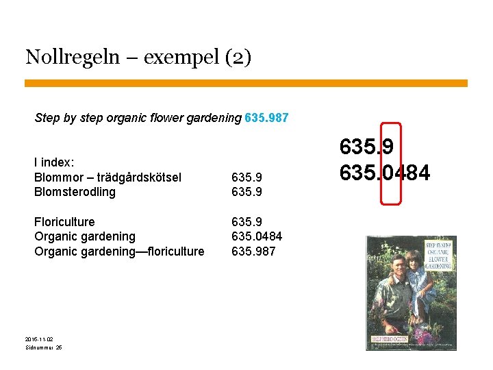 Nollregeln – exempel (2) Step by step organic flower gardening 635. 987 I index: