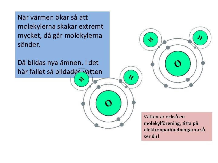 När värmen ökar så att molekylerna skakar extremt mycket, då går molekylerna sönder. Då